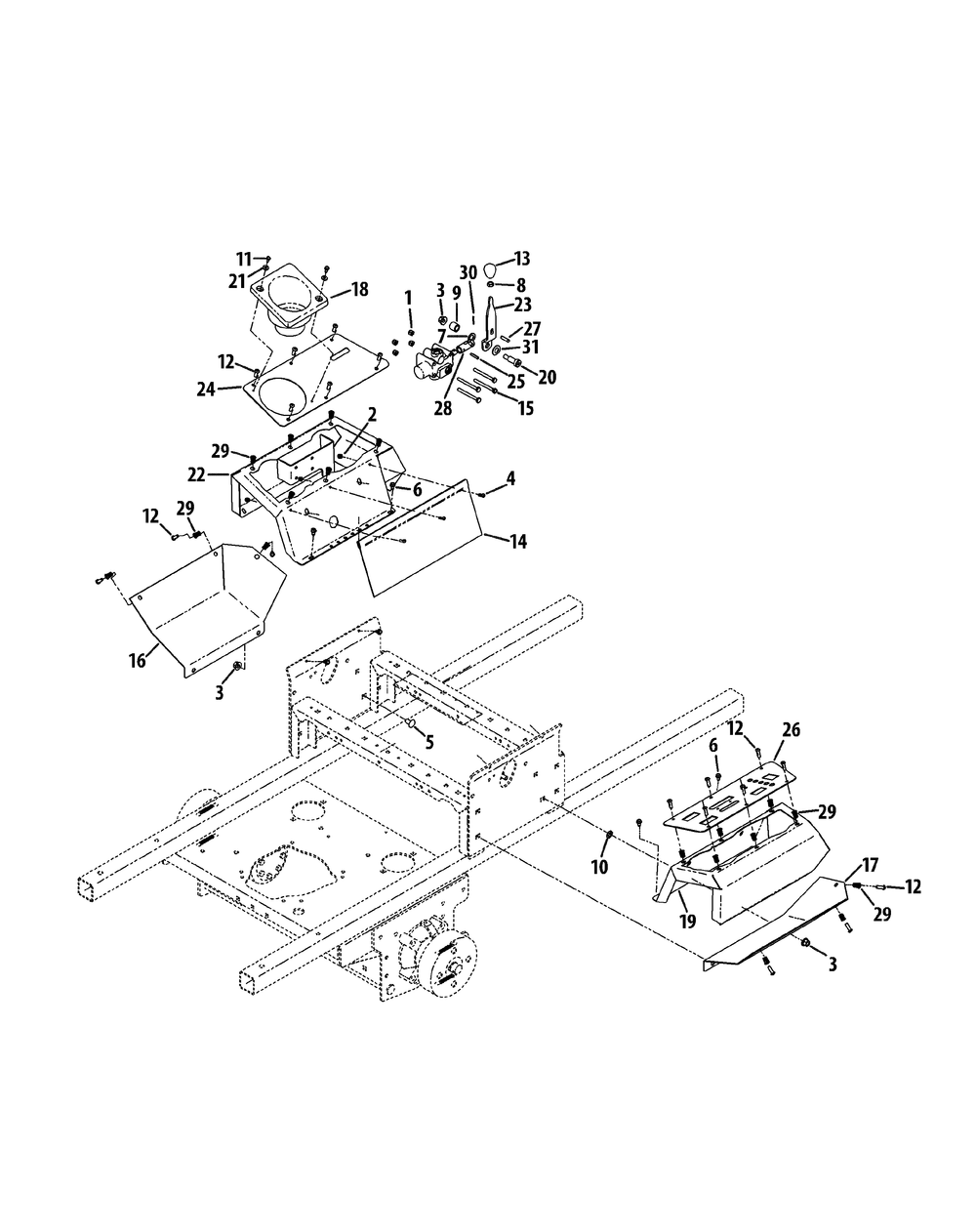Control Group Diagram and Parts List for S7237-KW 53CI8DU8050-37HP Cub Cadet Lawn Tractor